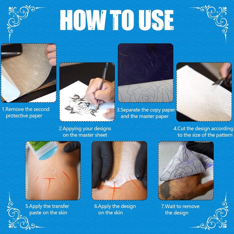 CINRA Practice Skin with Transfer Paper, 30PCS Tattoo Fake Skin and Tattoo Tracing Paper Kit Including 10PCS Double Sided Skin and 20PCS Tattoo Stencil Paper for Tattoo Practice Tattoo Supplies - Image 5